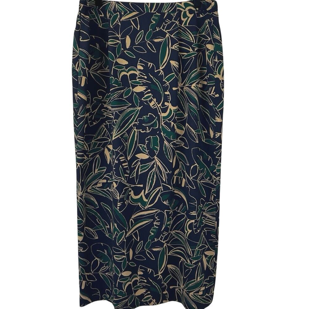 Pendleton Vintage Midi Skirt Blue Floral Straight Classic Size 10